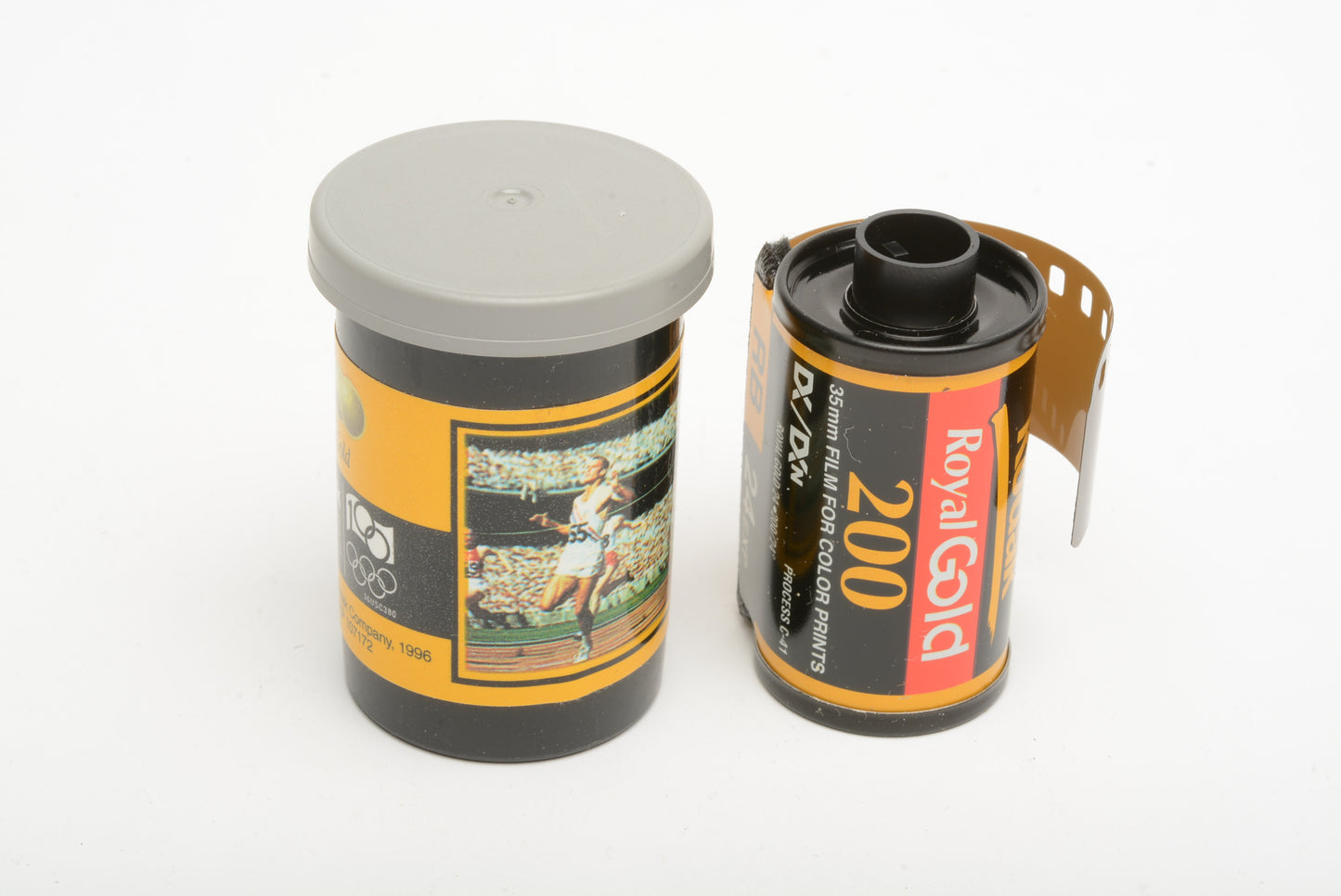 1X Roll of Kodak Royal Gold RB 135-24 film in commemorative plastic can of 1956 Olympics