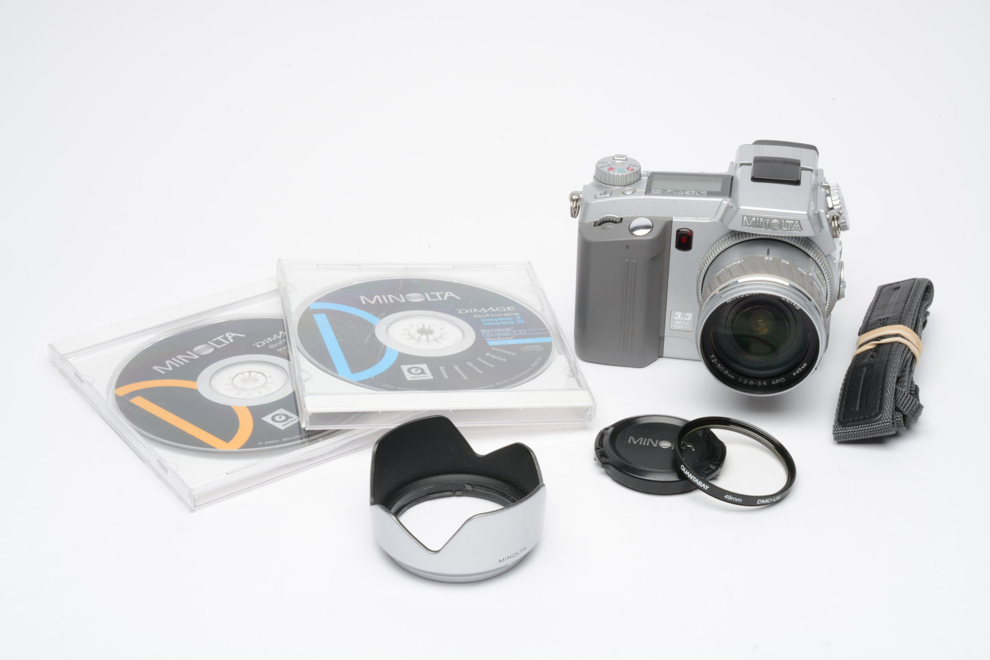 Minolta Dimage 5 3.3MP Digital Point&Shoot w/CDs, hood, strap, Tested