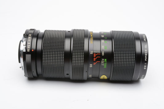 Vivitar 75-205mm F3.8 close focusing For Nikon Mount, Caps, Case + UV