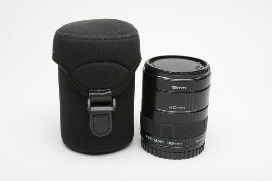 Kenko DG Auto extension tube set for Sony A mount, +caps, very clean (12, 20, 36mm)