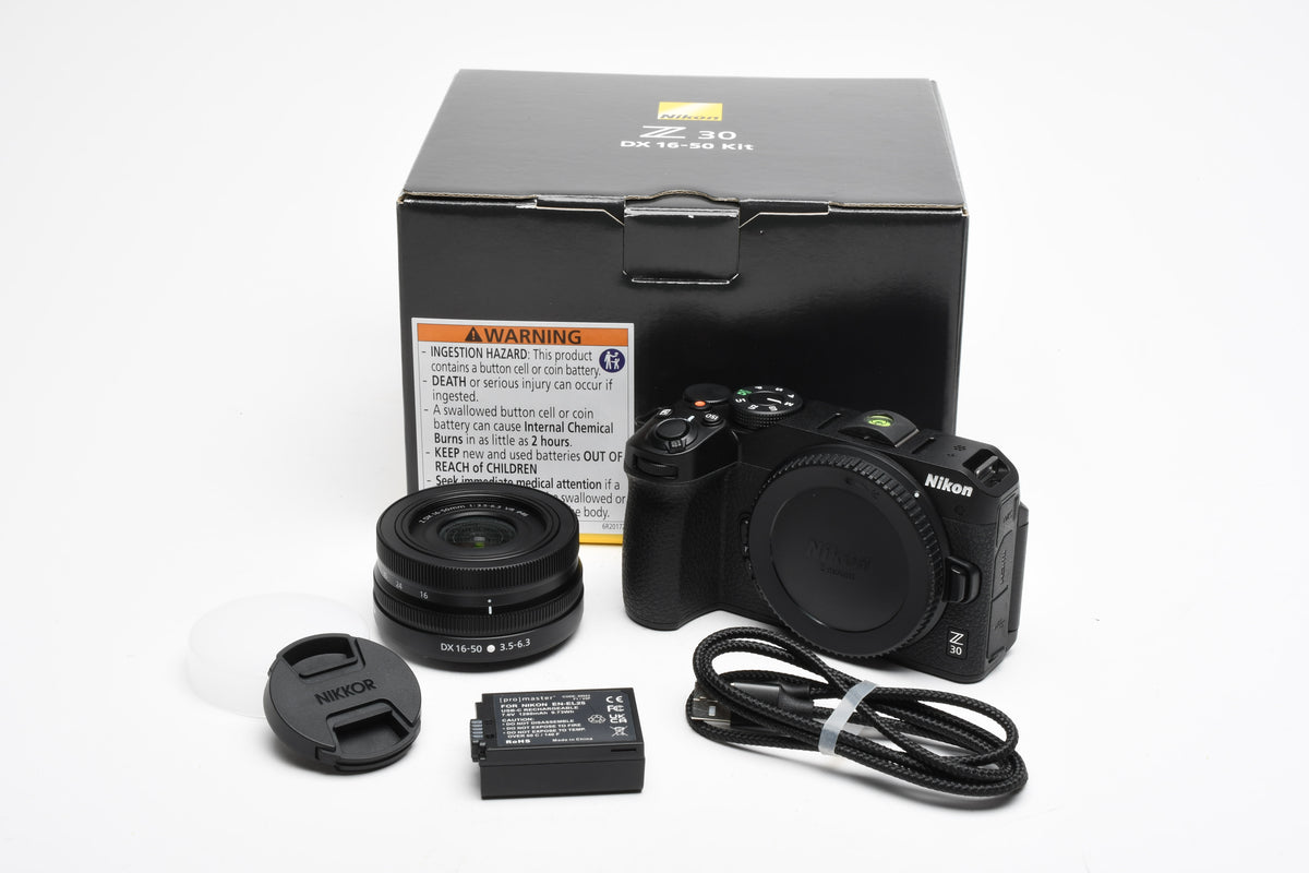 Nikon Z30 Mirrorless w/DX16-50mm f3.5-6.3 zoom, Only 75 Acts!! Mint