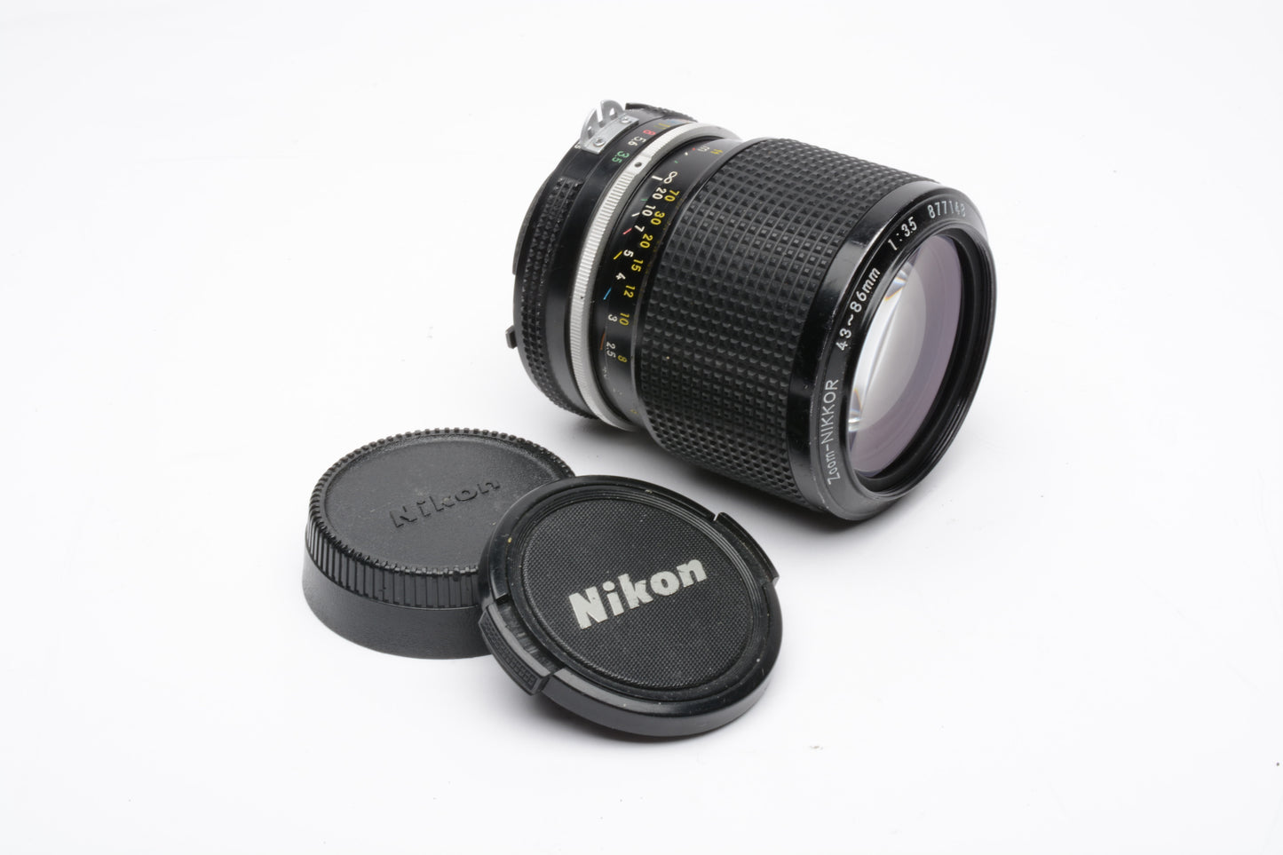 Nikon Nikkor 43-86mm f3.5 zoom lens, Nikon AI mount, caps