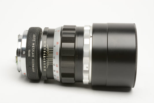 Leica 200mm f4 Telyt Visoflex Screw Mount Lens Black/Chrome 58mm w/OUBIO 16466