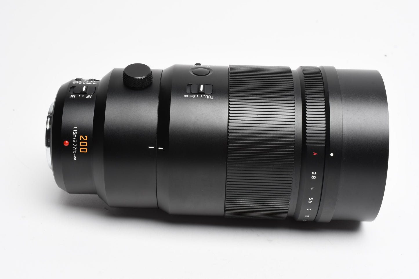 Panasonic Leica DG Elmarit  200mm f2.8 w/hood, caps, tripod mount, pouch, Mint-
