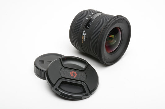 Sigma EX 10-20mm f4-5.6 zoom Nikon AFS, caps, very clean, nice wide zoom