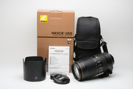 Nikon N AF-S Nikkor 80-400mm f/4.5-5.6 G ED Lens w/Box, Case, Hood, USA Version