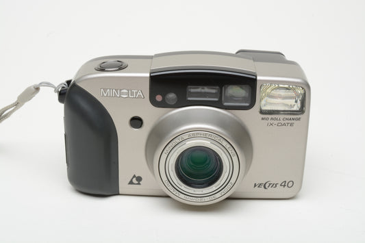 Minolta Vectis 40 APS film camera w/30-120mm zoom lens + 2X rolls of APS film