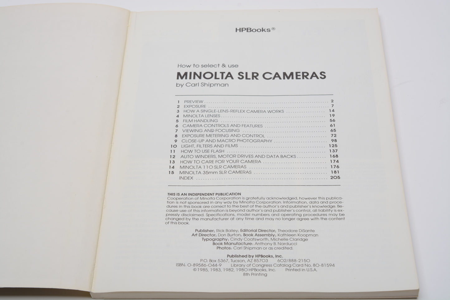 How to Select & Use Minolta SLR Cameras by Carl Shipman - Stiffened Paperback