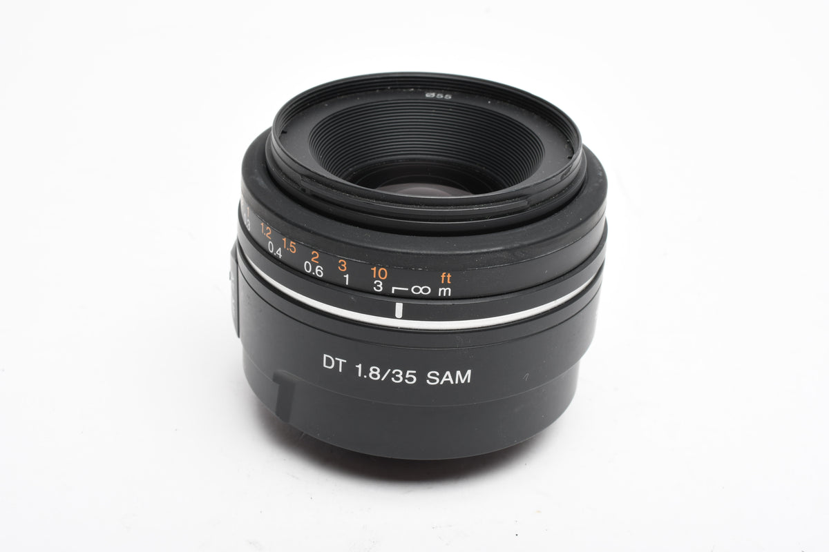 Sony AF 35mm f1.8 DT SAM lens, caps, Good! For A-Mount
