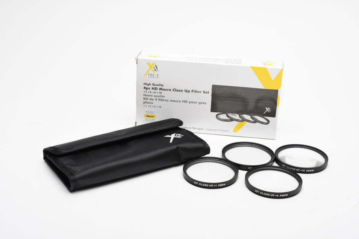 XIT 58mm close-up filter set +1, +2, +4, +10, Very clean, Boxed