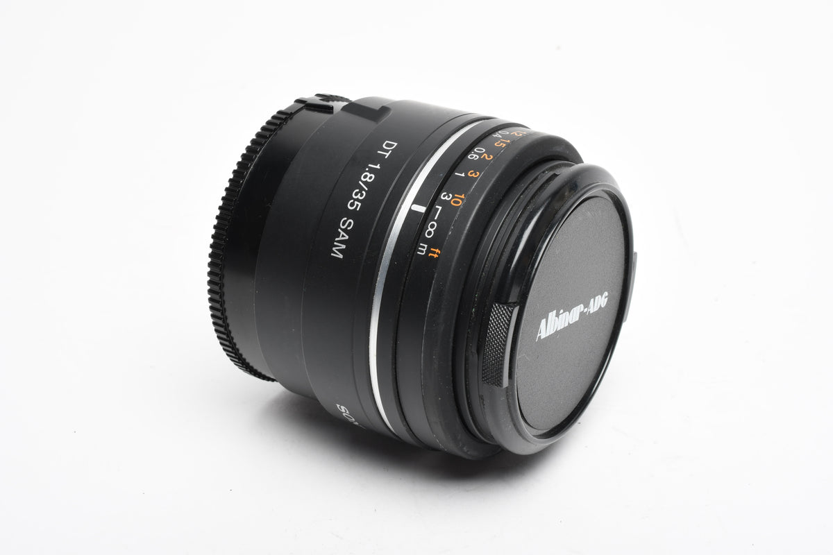 Sony AF 35mm f1.8 DT SAM lens, caps, Good! For A-Mount