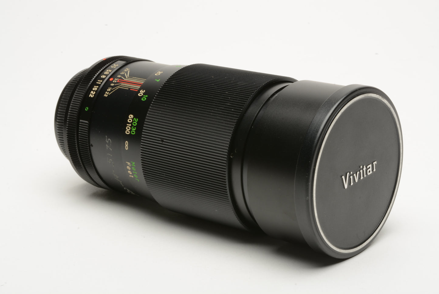 Vivitar 200mm f3.5 Auto Telephoto Camera Lens for Canon FD, caps, sky, case