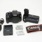 Canon EOS T2i DSLR body w/battery grip, 2batts, charger, 29K acts, nice, tested