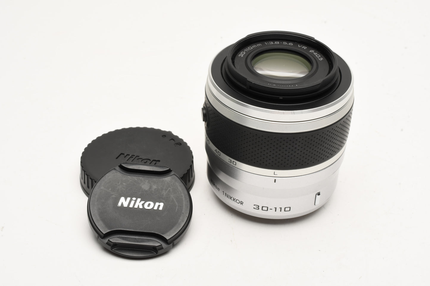 Nikon J1 (Silver) 2-Lens Kit w/10-30mm and 30-110mm lenses, 2Batts, Tested