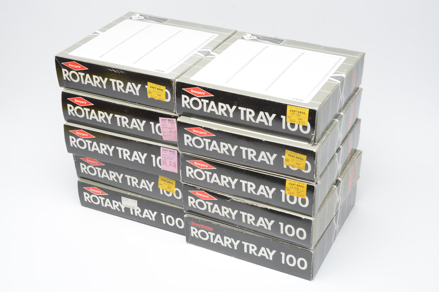 10X Sawyers / Viewmaster Rotary 100 slide trays, boxed, clean