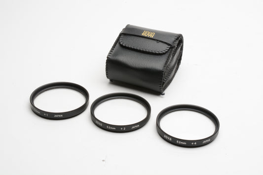 Hoya 52mm Close-up filter set +1, +2, +4 in pouch, Mint-