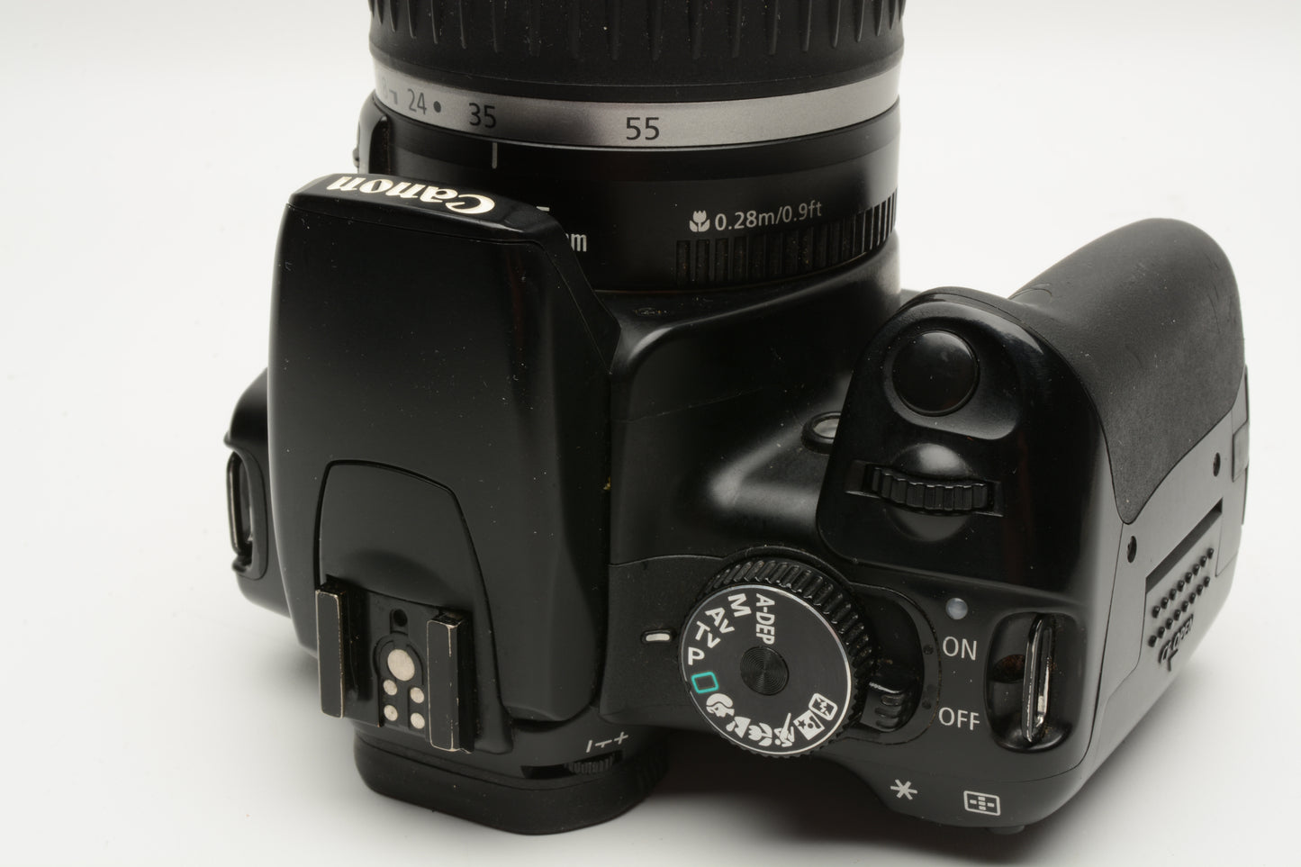 Canon Rebel XTi Black DSLR w/18-55mm f3.5-5.6 II, 2X batts, charger, manual