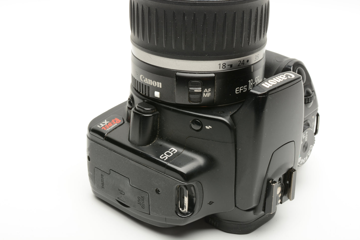 Canon Rebel XTi Black DSLR w/18-55mm f3.5-5.6 II, 2X batts, charger, manual