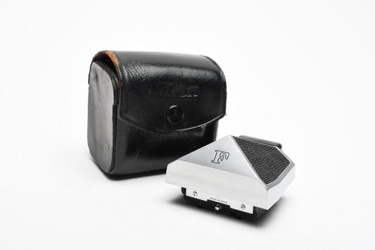 Nikon F Eye Level Finder Viewfinder Standard Prism Chrome w/Case, Very clean