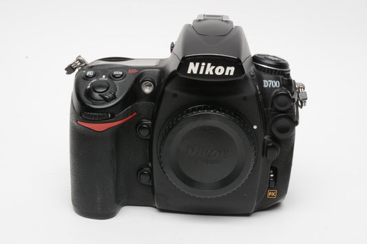 Nikon D700 DSLR Body w/Batt, charger, strap, USB, 62K Acts, Nice!