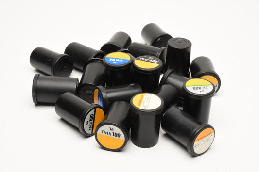 20X Plastic Black/Black lid Kodak 35mm plastic film canisters, Clean