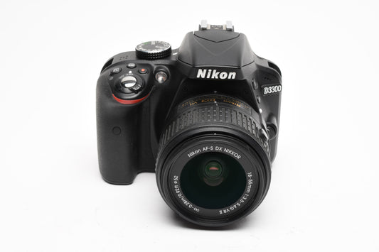 Nikon D3300 DSLR w/18-55mm zoom Batt, charger, strap, Only 3396 Acts