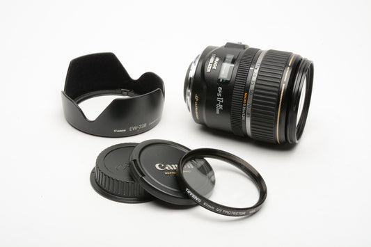 Canon EFS 17-85mm f4-5.6 IS USM zoom lens, UV, hood, *Manual Focus Only!