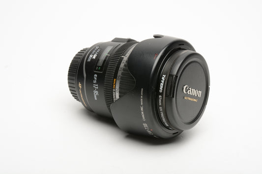 Canon EFS 17-85mm f4-5.6 IS USM zoom lens, UV, hood, *Manual Focus Only!