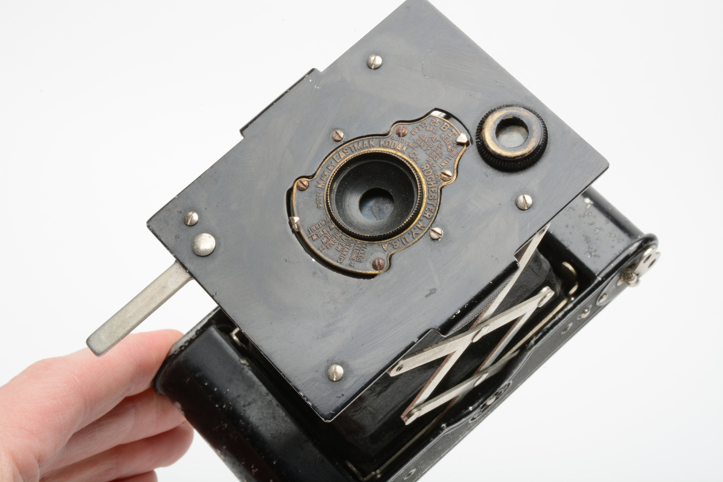 Vintage Kodak Vest Pocket Model A folding 127 film camera, well worn, still beautiful