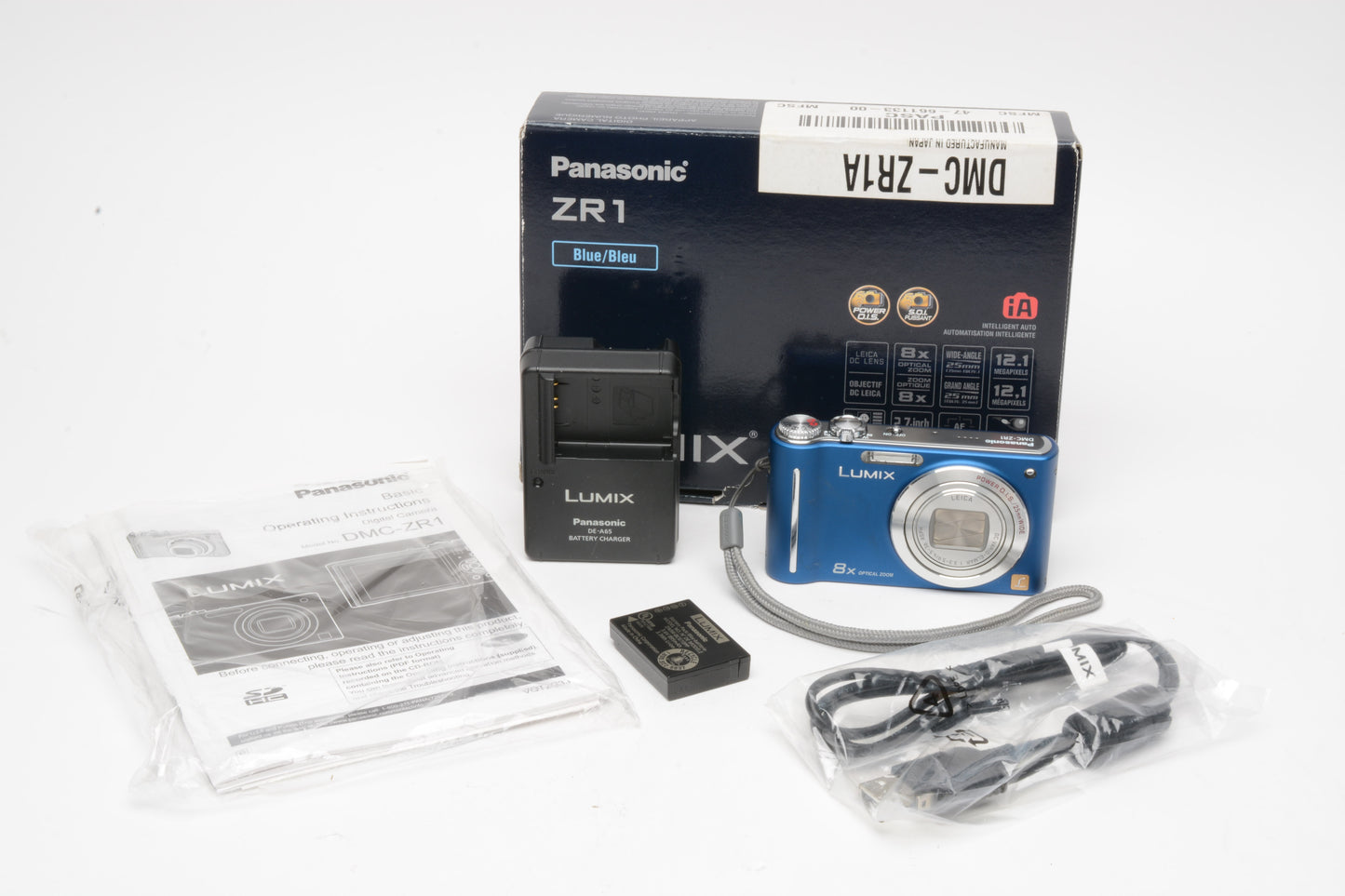 Panasonic Lumix ZR-1 8X Zoom 12.1MP Digital Point&Shoot Camera, Blue, Boxed