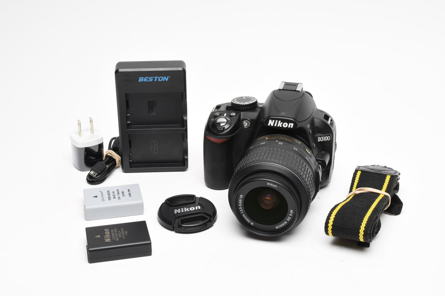 Nikon D3100 DSLR w/Nikkor AFS 18-55mm f3.5-5.6G VR, 2 batts+charger 8699 Acts