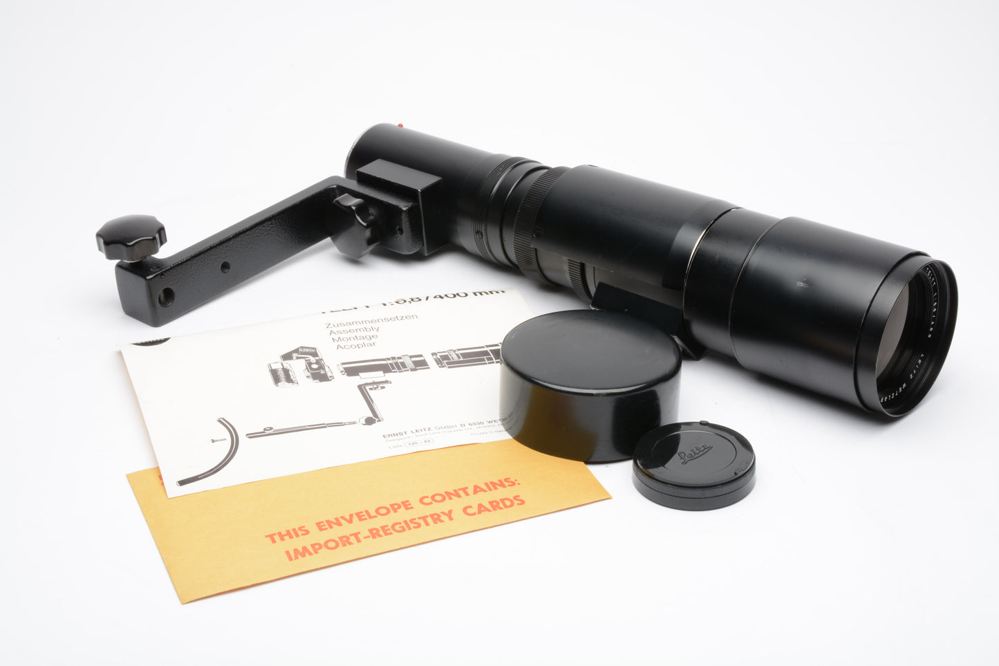 Leica Telyt 400mm f6.8 lens w/short bracket and instructions, nice!