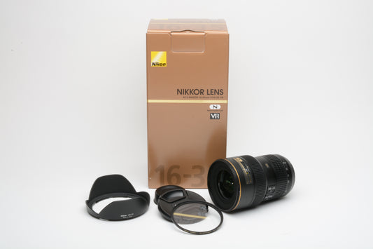 Nikon AF-S Nikkor 16-35mm f4G ED N VR SWM IF Lens w/Caps, Hood, USA, Bixed