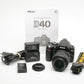 Nikon D40 DSLR body w/Nikkor 18-55mm f3.5-5.6G II ED, batt+charger, 4554 Acts