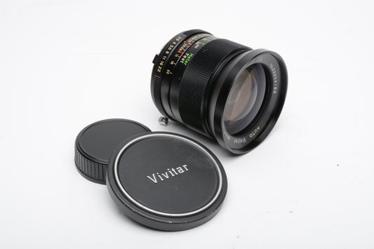 Vivitar 28mm f2.5 Wide angle lens for Minolta MD Mount, Caps