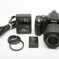 Nikon D40 DSLR body w/Nikkor 18-55mm f3.5-5.6G VR, batt+charger, 1852 Acts!