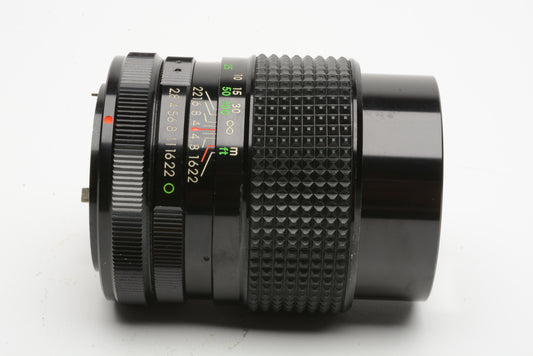 Access 135mm F2.8 P-MC Portrait lens for Canon FD mount, caps+UV