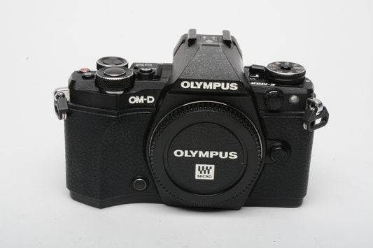 Olympus OM-D E-M5 Mark II Mirrorless black body 52K Acts, tested, Great