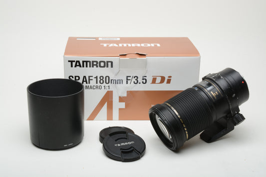 Tamron SP AF 180mm f3.5 Di LD IF 1:1 Macro Nikon Mount, hood+collar+caps