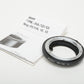 Nikon PK-11a 8mm Auto Extension Ring  w/Manual, Very clean