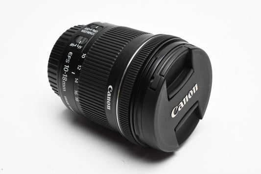 Canon EFS 10-18mm f4.5-5.6 IS STM Zoom Lens, w/Caps, Mint-