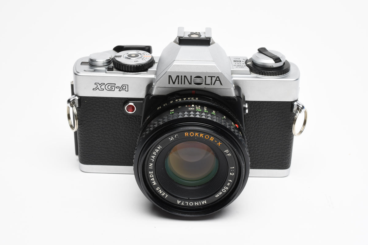 Minolta XG-A 35mm SLR w/50mm f2 lens, strap, new seals, cap, Great!