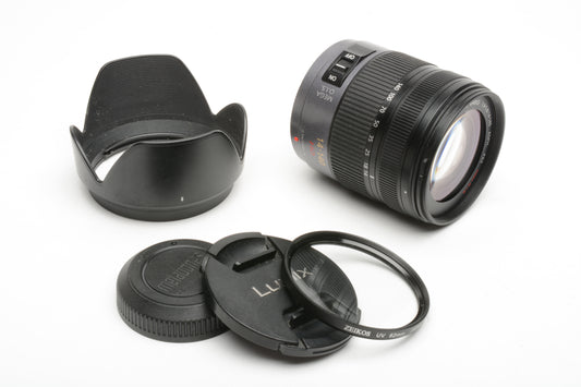 Panasonic Lumix G Vario HD 14-140mm F4 zoom, hood, caps, UV