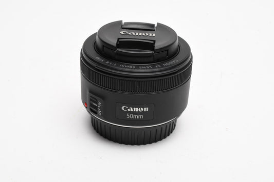 Canon EF 50mm f1.8 STM prime lens, caps, Mint-