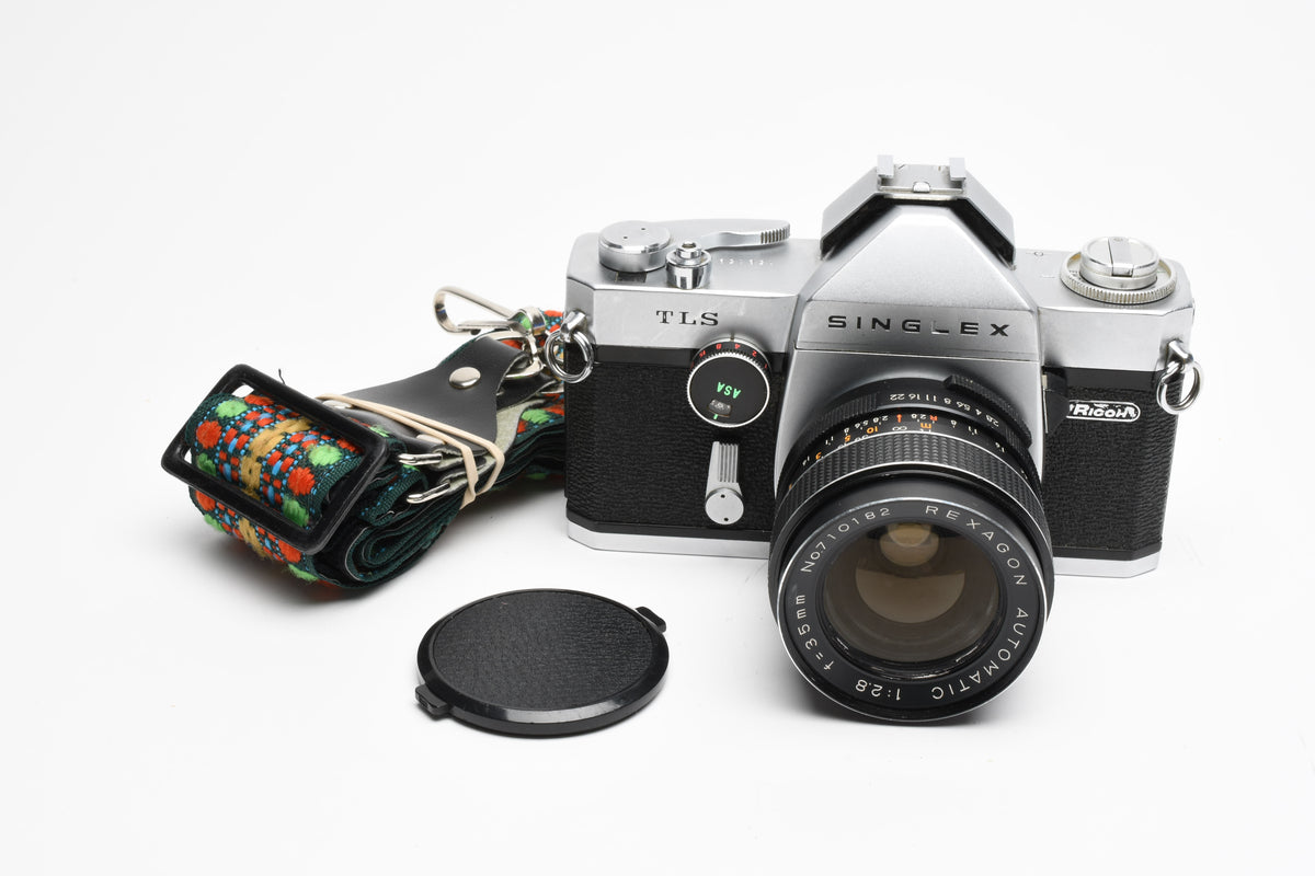 Ricoh Singlex TLS 35mm SLR w/Rexagon 35mm f2.8 lens, strap, new seals