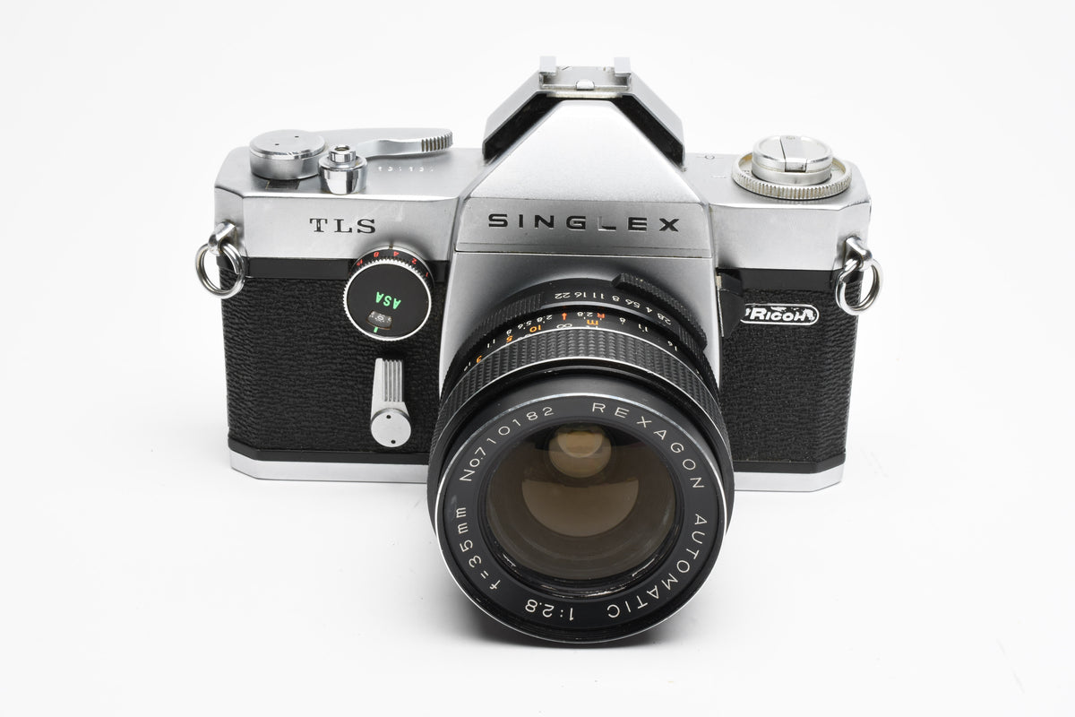 Ricoh Singlex TLS 35mm SLR w/Rexagon 35mm f2.8 lens, strap, new seals