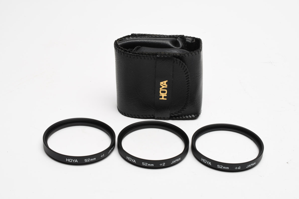 Hoya 52mm Close-up filter set +1, +2, +4 in pouch, Mint-