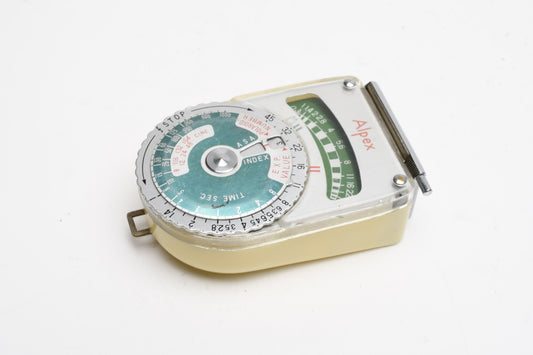 Alpex white/green incident light meter, tested, works, accurate