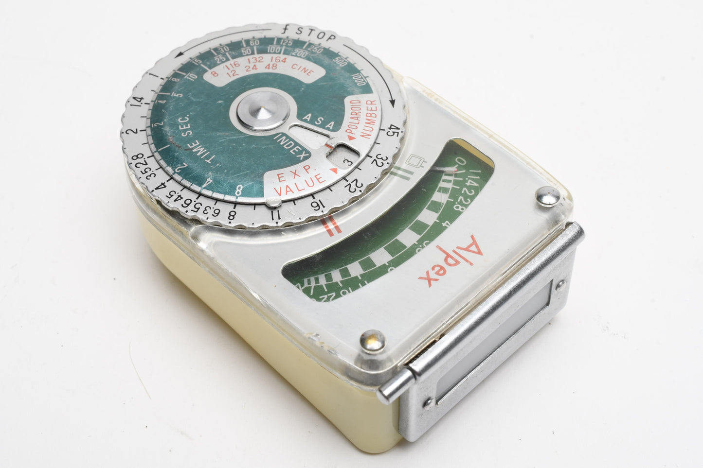 Alpex white/green incident light meter, tested, works, accurate