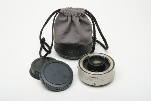 Canon EF 1.4X II extender teleconverter w/caps, pouch, gently used, Mint-